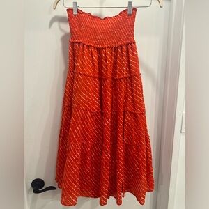 Ralph Lauren Red & White Striped Maxi Skirt